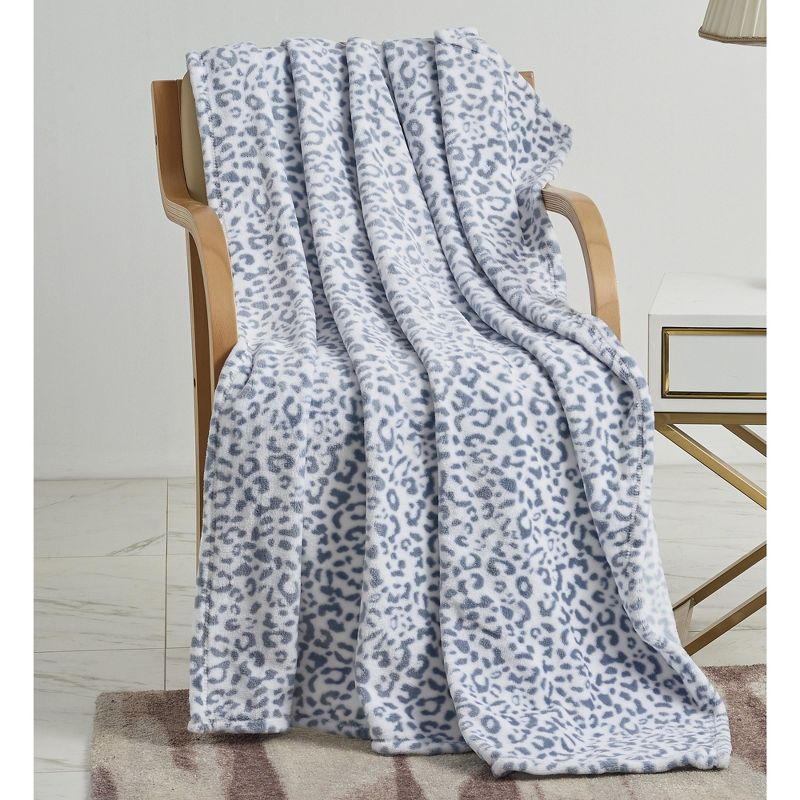 Noble House Extra Heavy and Plush Oversized Throw Blanket  50" x 70" - Grey White Leopard, 1 of 5
