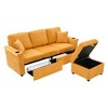 Mocamel Corduroy L-Shaped Sofa Pull-Out Storage Ottoman Pillows 3-Seat USB Charging Cup Holder Convertible Design Living Room Apartment - 2 of 4