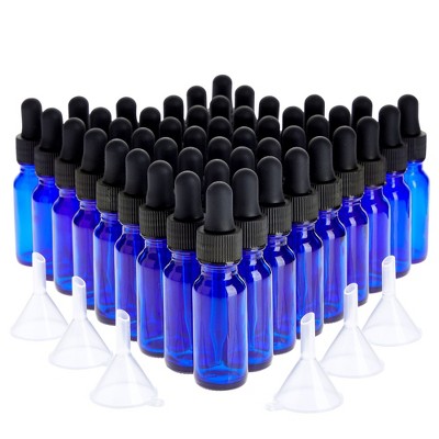 Juvale 48 Pack 0.5oz Cobalt Blue Glass Bottles with Glass Droppers for Essential Oils and Perfumes