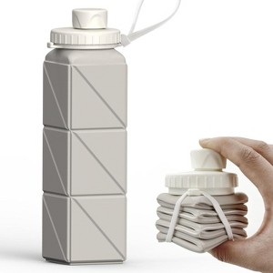 Link Collapsible 20oz Water Bottle Silicone Lightweight Foldable Portable Water Bottle Reusable Leakproof for Travel Camping Hiking Cycling & More - 1 of 4
