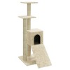 vidaXL Cat Tree Cream Engineered wood, plush, sisal Medium Durable - 2 of 4