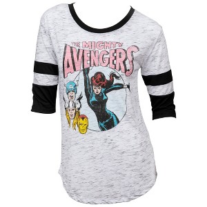 Womens Marvel Avengers Black Widow Swinging 3/4 Sleeve Scoop Neck Top - 1 of 3