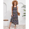 BLUEMING Womens Maternity Dress Sleeveless Floral Elastic Strap Square Neck Ruffle Baby Shower Maxi Dress - 3 of 4