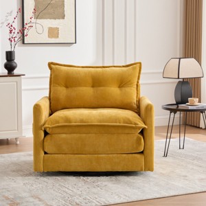 360° Swivel Barrel Chair, Chenille Upholstered Accent Lounge Chair with Thick Cushion and Armrests, Single Sofa for Bedroom or Living Room - Koiai - 1 of 4