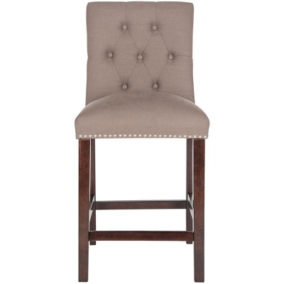 Norah Dark Taupe and Espresso Wood Metal Counter Stools (Set of 2)