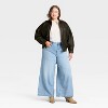 Women's Relaxed Faux Leather Bomber Jacket - Universal Thread™ Black - 3 of 3