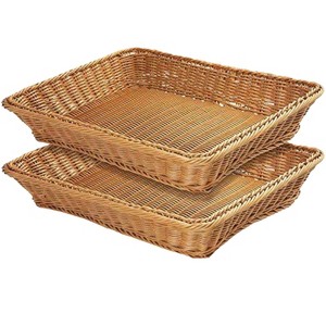 Aoibox Woven Wicker Bread Basket for Serving Food, Fruits, Vegetables, Snacks, Ideal for Restaurants, Picnics, Dining Table, Brown (2 Pack) - 1 of 4