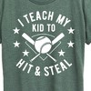 Women's - Instant Message - I Teach My Kid To Hit And Steal Short Sleeve Graphic T-Shirt - 2 of 4