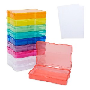 Bright Creations 10 Pcs Photo Storage Boxes for 4x6 Pictures with 20 Blank Labels, Rainbow Cases & Containers - 1 of 4