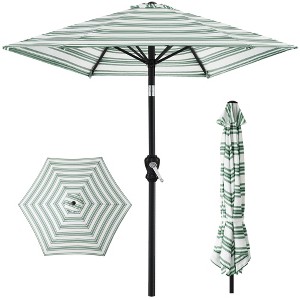 Best Choice Products 10ft Outdoor Steel Striped Market Patio Umbrella w/ Crank, Tilt Push Button, 6 Ribs - 1 of 4