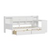 Wooden L-Shape Daybed with Seven Storage Cabinets and Two Storage Drawers, Multi-functional Bed with Study Desk and Built-in Bookshelf - 3 of 4