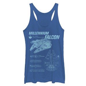 Women's Star Wars The Force Awakens Millennium Falconprints Racerback Tank Top - 1 of 3