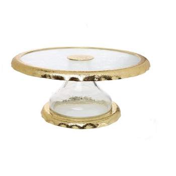 Classic Touch Glass Cake Stand with Gold Border, 13"D