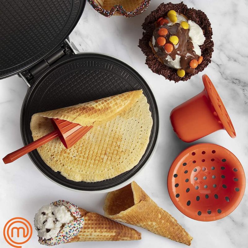 MasterChef Waffle Cone and Bowl Maker- Includes Shaper Roller and Bowl Press- Homemade Ice Cream Cone Baking Iron Machine, 3 of 4