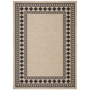 Washable Geometric Bordered Living Room Rugs, Soft Non Slip Bedroom Dining Room Carpet, Low Pile Floor Cover for Home Office - 1 of 4