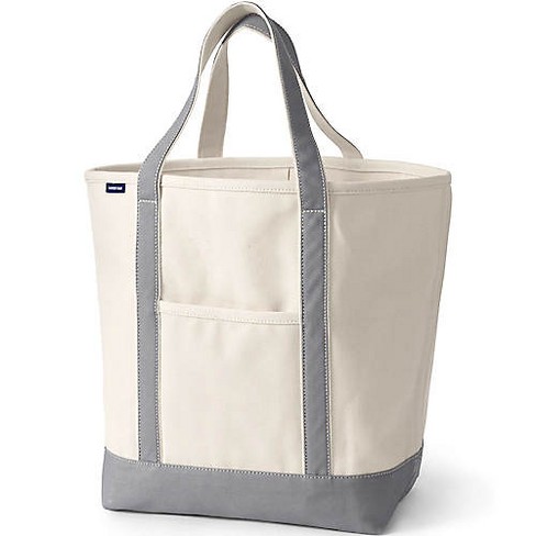 Lands' End Large Natural 5 Pocket Open Top Canvas Tote Bag - - Natural ...