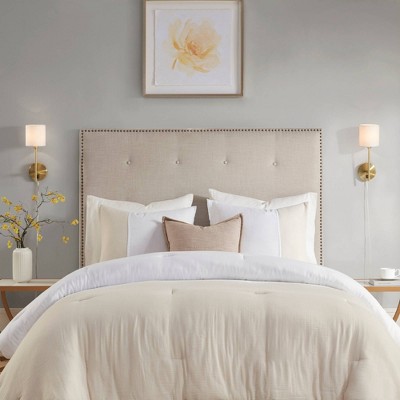 Elegant Gold Metal Wall Sconce with Cream Cylinder Shade - Set of 2
