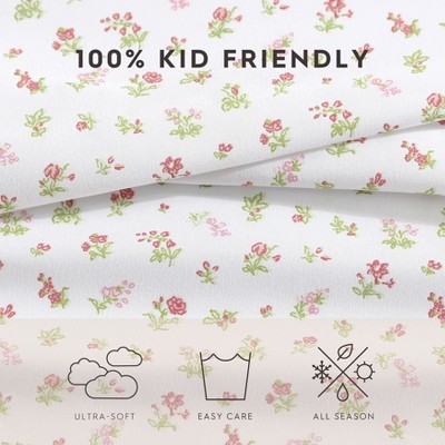 Mae Pink Floral Queen Polyester Microfiber Sheet Set