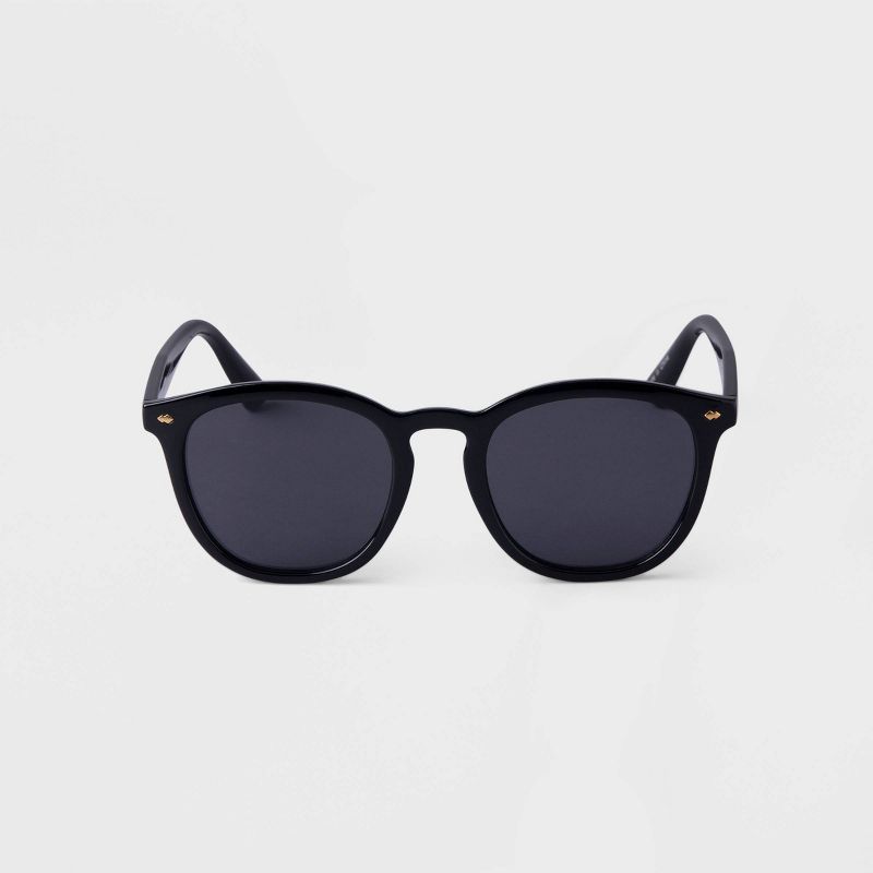 Men&#39;s Plastic Round Sunglasses - Goodfellow &#38; Co&#8482; Black, 1 of 3
