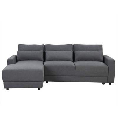NicBex L-shaped Modular Sectional Sofa with Removable Back Cushions and 3 Pillows for Living Room,Apartment,Office,Gray