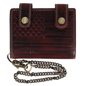 CTM Men's Leather American Flag Bifold Chain Wallet with Snap Closure - 1 of 4