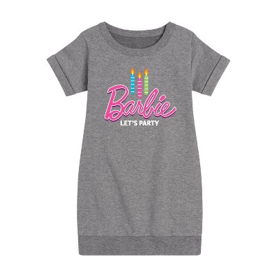 - Barbie - Let's Party Graphic Short Sleeve Fleece Dress