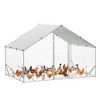 Large Metal Chicken Coop, Walk-in Poultry Cage with Cover, Spire Roof Hen House with Security Lock, Chicken Run for Backyard, 9.8' x 6.6' x 6.5' - 2 of 4