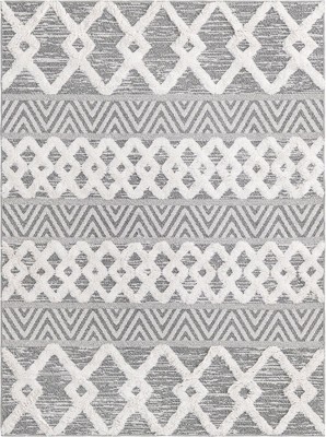 Anthracite Gray Geometric Flat Woven 4' x 6' Rug