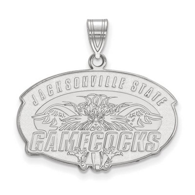 Black Bow Jewelry 10k White Gold Jacksonville State Gamecocks NCAA Large Pendant