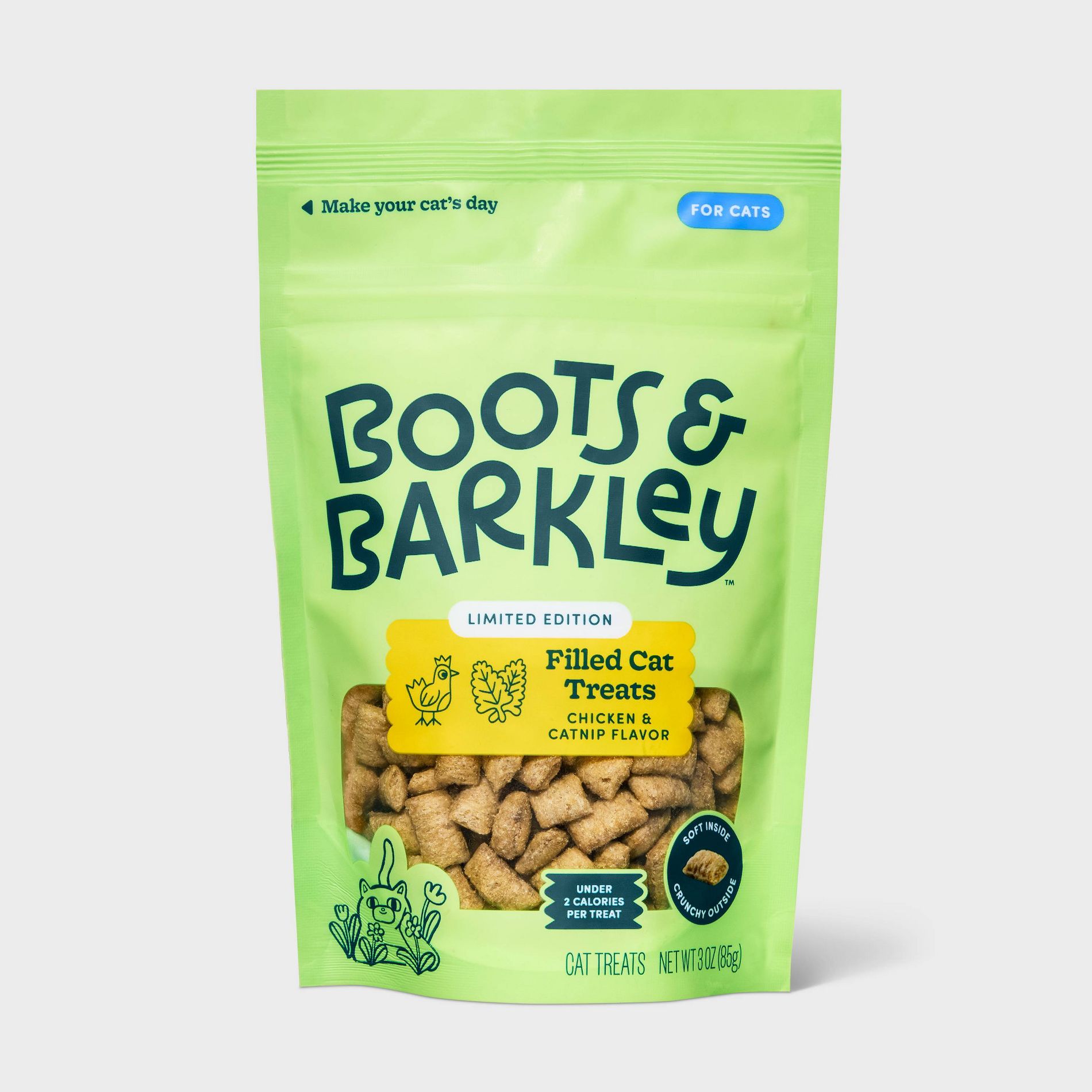 Chicken and Catnip Flavor Crunchy Filled Pillow Cat Treats - Boots & Barkley™ 3oz