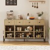 Black 62 inches Buffet Cabinet with Storage  Large Sideboard Cabinet  Coffee Bar Cabinets with 3 Drawers and 4 Fluted Glass Doors for Home/Kitchen/D - 3 of 4