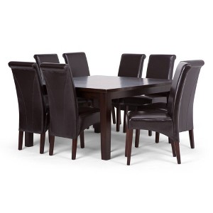 9pc Franklin Solid Hardwood Dining Set Brown - WyndenHall: Square Table, 8 Parson Chairs - 1 of 4