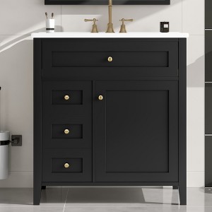 GDFStudio Aaron 30” Modern Bathroom Vanity with Sink and Rubberwood Cabinet - 1 of 4