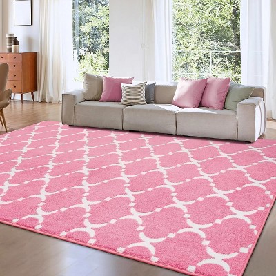 4'x6' Geometric Pattern Living Room Rug, Fluffy Non-Slip Rug