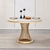 47'' Modern High Gloss Faux Marble Round Dining Table with Stainless Steel Base, Contemporary Kitchen or Dining Room Table – The Pop Home - 2 of 4