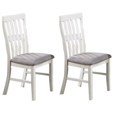 Set of 2 Dining Chairs with Fabric Upholstered Seat Gray - Benzara