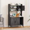 Cat Litter Box Enclosure - Large Hidden Wooden Litter Cabinet with Storage Shelves - 3 of 4