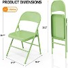 VINGLI Folding Chairs All Steel Metal Frame, Durable Portable and Versatile for Indoor Outdoor Use, Green, Set of 4 - 3 of 4
