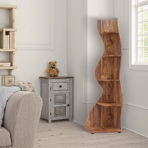 MAYEERTY 5-Tier Corner Shelf, Modern Wall Corner Bookshelf Bookcase - 1 of 4