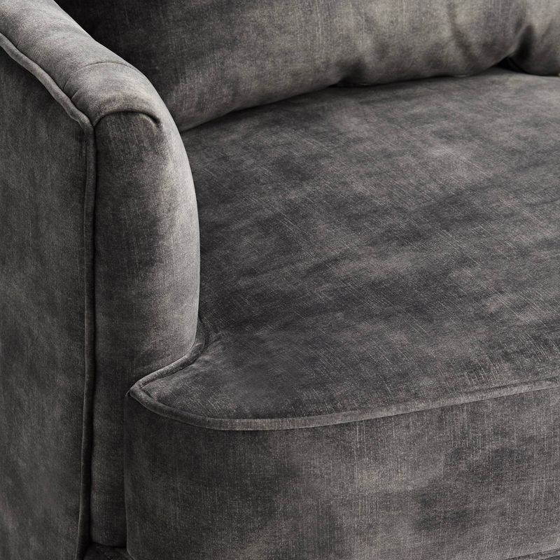 55 Downing Street Austen Charcoal Gray Velvet Tufted Armchair with Pillow, 5 of 10