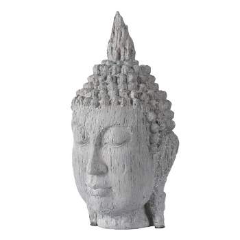 A&B Home Outdoor Decor 12" Meditating Buddha Head Sculpture - Gray