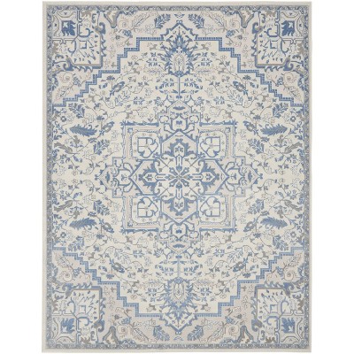 Nourison Elation Bohemian Medallion Indoor Rug Ivory Blue 9' X 12' : Target