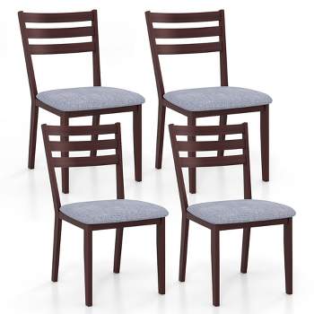 Tangkula Upholstered Dining Chair Set of 4 Armless Cushioned Seat Hollow Curved Backrest