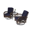 VisioGear 3 Pieces Patio Swivel Rocker Seating Sets with Thickened Cushions and Glass Coffee Table for Backyard, Navy blue, 25.1"*28.76"*33.8" - 4 of 4