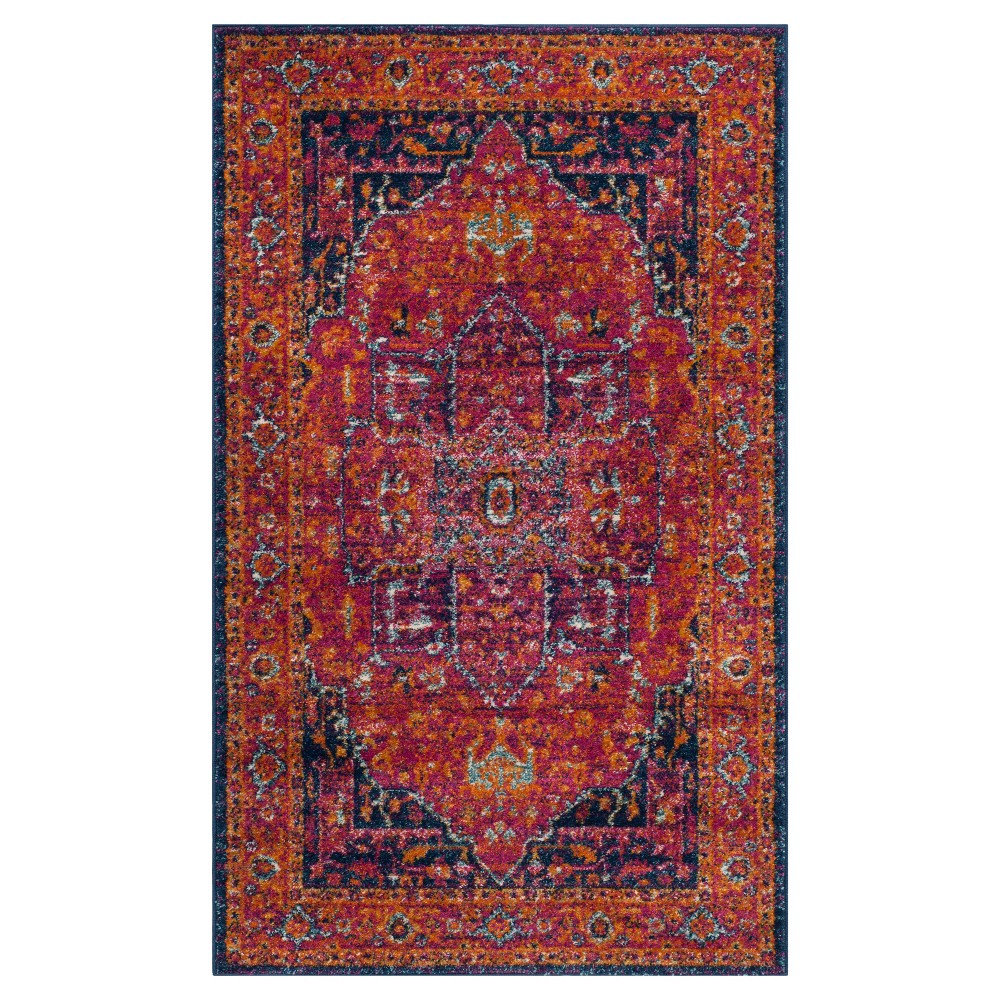 2'2inx4' Geometric Loomed Accent Rug Red - Safavieh