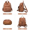 MaseiKar Leather Backpack for Women, Fashion Work Travel Handbags, Ladies Shoulder Bags - Caramel Color - 3 of 4