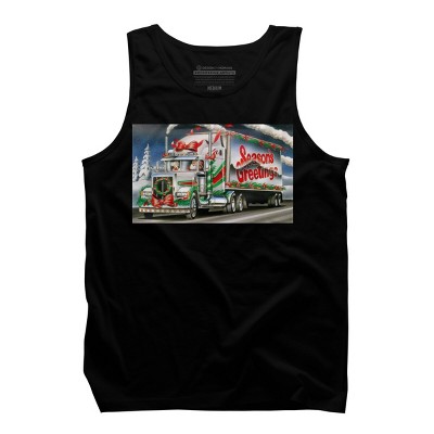Men's Design By Humans Truck Driver Christmas Shirt Seasons Greetings By Galvanized Tank Top