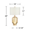 Possini Euro Design Sophia Modern Table Lamps 28" Tall Set of 2 Champagne Glass with LED Nightlight Off White Drum Shade for Bedroom Living Room Home - 4 of 4