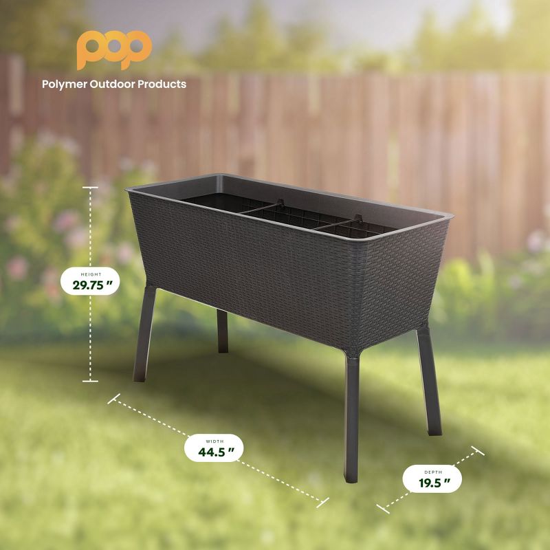 Polymer Outdoor Products 19.5" L x 44.5" W x 29.75" H Weather-Proof Elevated Garden Bed with Drainage Hole and Support Straps, Brown, 2 of 7