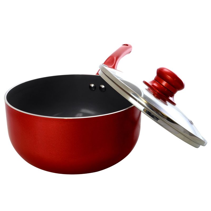 Better Chef Ceramic Coated Saucepan in Red with Glass Lid, 2 of 7